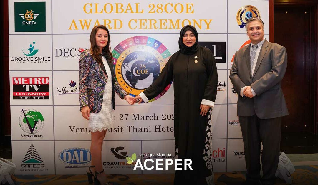Presidente di ACEPER Veronica Pitea premiata a Dubai al “Global 28COE Award” fonte GlobalMediaNews