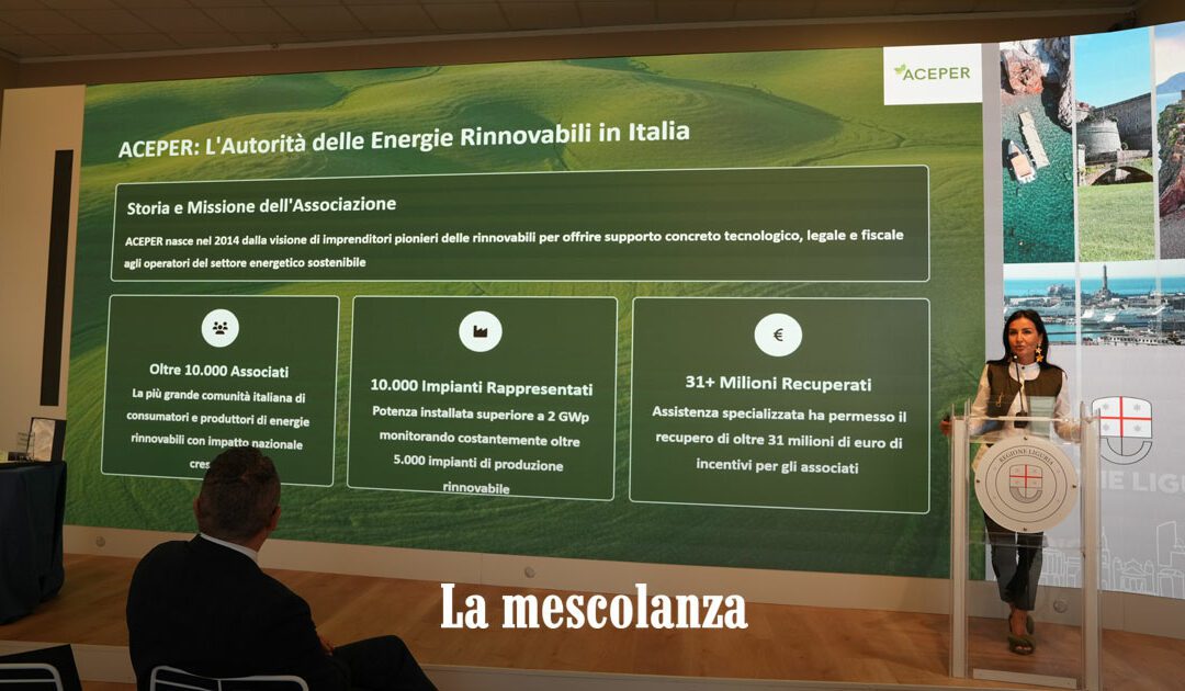 Liguria al top per le rinnovabili, premio da Aceper e donazione a Caritas – La mescolanza